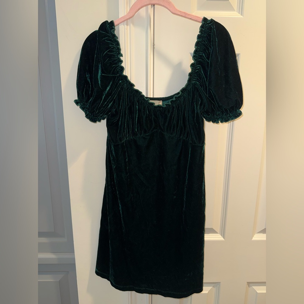 Altar'd State Dark Green Velvet Mini Dress